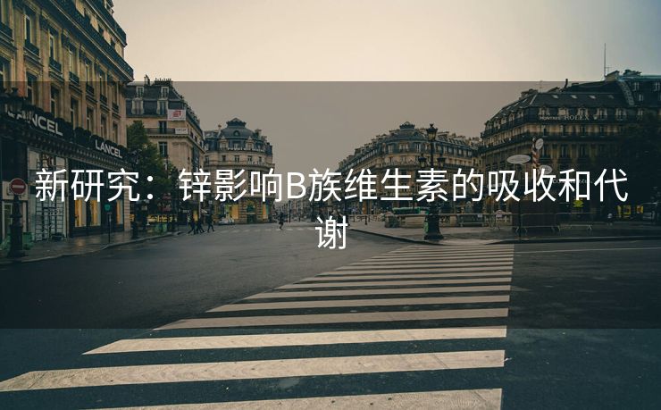 新研究：锌影响B族维生素的吸收和代谢