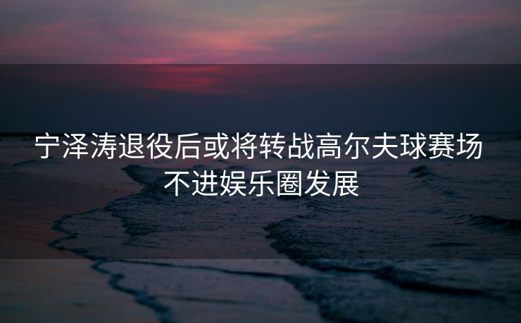 宁泽涛退役后或将转战高尔夫球赛场 不进娱乐圈发展