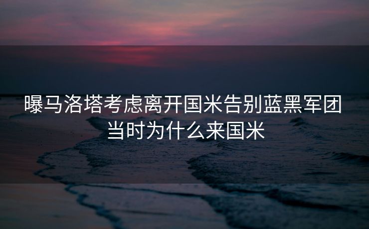 曝马洛塔考虑离开国米告别蓝黑军团 当时为什么来国米