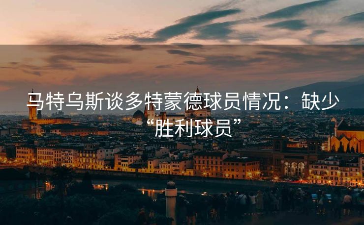 马特乌斯谈多特蒙德球员情况：缺少“胜利球员”