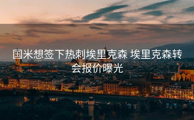 国米想签下热刺埃里克森 埃里克森转会报价曝光