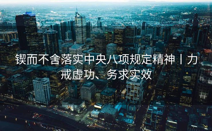 锲而不舍落实中央八项规定精神丨力戒虚功、务求实效