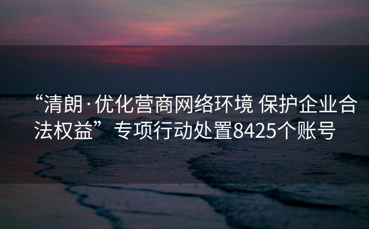 “清朗·优化营商网络环境 保护企业合法权益”专项行动处置8425个账号