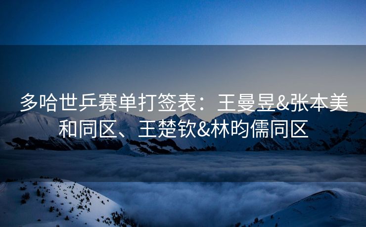 多哈世乒赛单打签表：王曼昱&张本美和同区、王楚钦&林昀儒同区