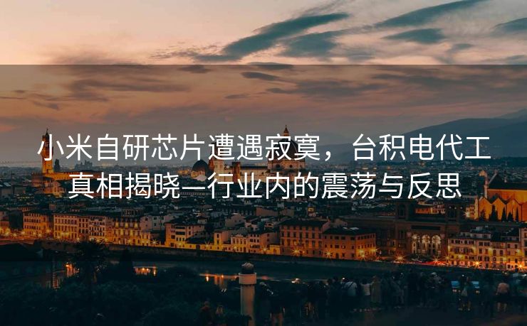 小米自研芯片遭遇寂寞，台积电代工真相揭晓—行业内的震荡与反思