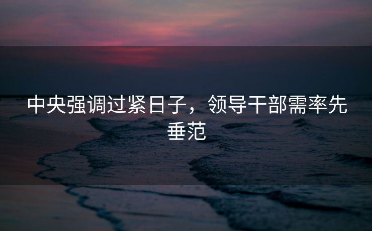 中央强调过紧日子，领导干部需率先垂范