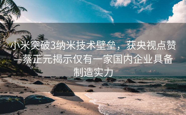 小米突破3纳米技术壁垒，获央视点赞—蔡正元揭示仅有一家国内企业具备制造实力