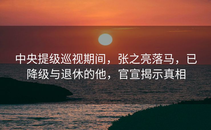 中央提级巡视期间，张之亮落马，已降级与退休的他，官宣揭示真相