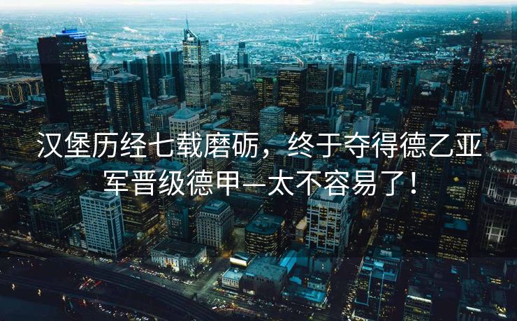 汉堡历经七载磨砺，终于夺得德乙亚军晋级德甲—太不容易了！