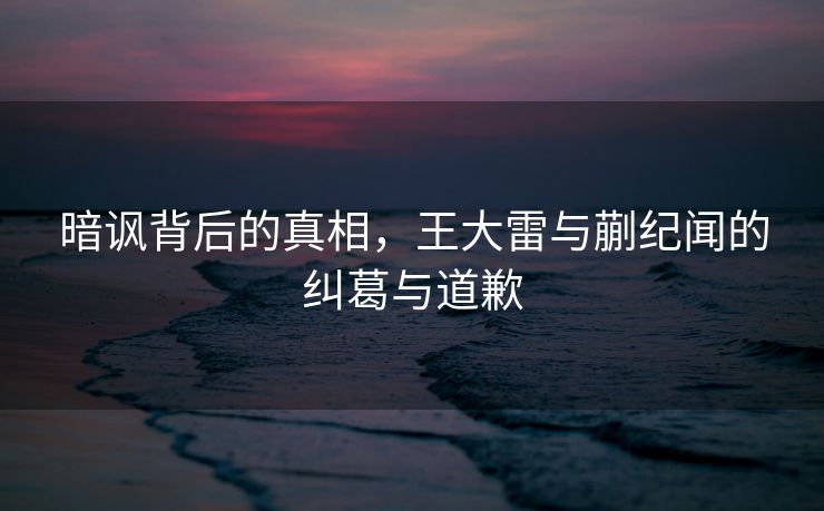 暗讽背后的真相，王大雷与蒯纪闻的纠葛与道歉