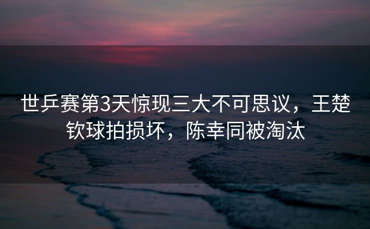 世乒赛第3天惊现三大不可思议，王楚钦球拍损坏，陈幸同被淘汰
