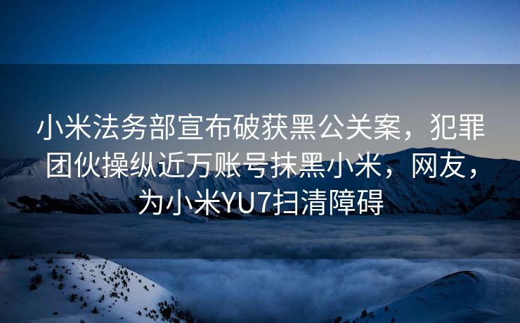 小米法务部宣布破获黑公关案，犯罪团伙操纵近万账号抹黑小米，网友，为小米YU7扫清障碍