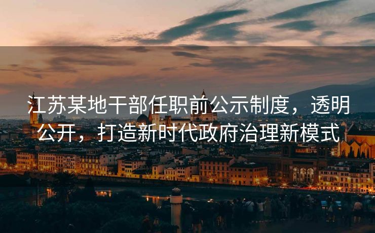 江苏某地干部任职前公示制度，透明公开，打造新时代政府治理新模式