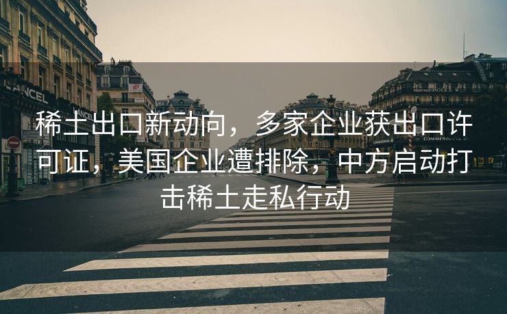 稀土出口新动向，多家企业获出口许可证，美国企业遭排除，中方启动打击稀土走私行动