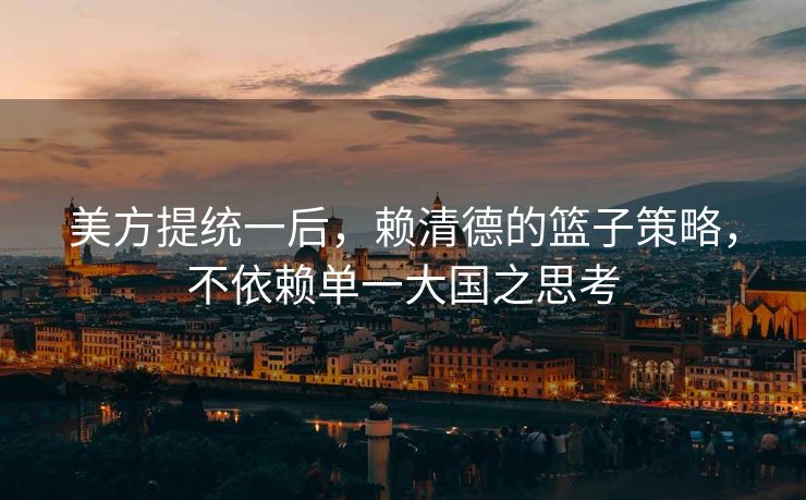美方提统一后，赖清德的篮子策略，不依赖单一大国之思考