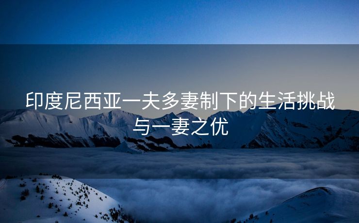 印度尼西亚一夫多妻制下的生活挑战与一妻之优