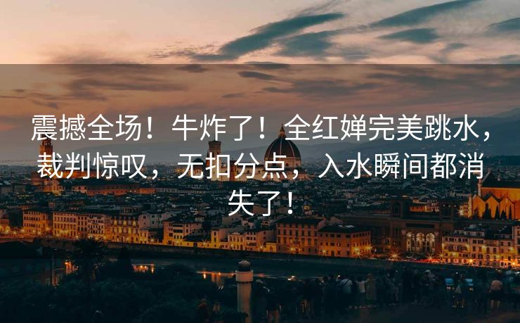 震撼全场！牛炸了！全红婵完美跳水，裁判惊叹，无扣分点，入水瞬间都消失了！