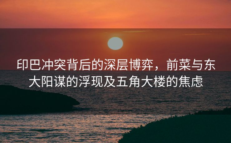 印巴冲突背后的深层博弈，前菜与东大阳谋的浮现及五角大楼的焦虑