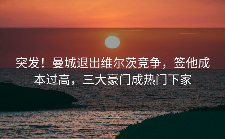 突发！曼城退出维尔茨竞争，签他成本过高，三大豪门成热门下家