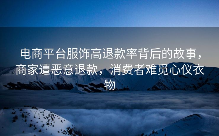 电商平台服饰高退款率背后的故事，商家遭恶意退款，消费者难觅心仪衣物