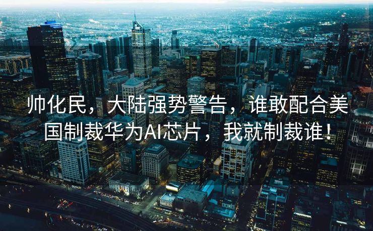 帅化民，大陆强势警告，谁敢配合美国制裁华为AI芯片，我就制裁谁！