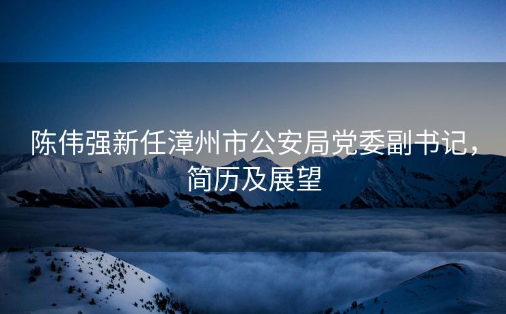 陈伟强新任漳州市公安局党委副书记，简历及展望