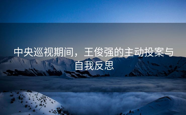 中央巡视期间，王俊强的主动投案与自我反思