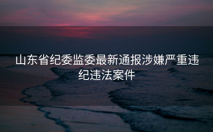 山东省纪委监委最新通报涉嫌严重违纪违法案件