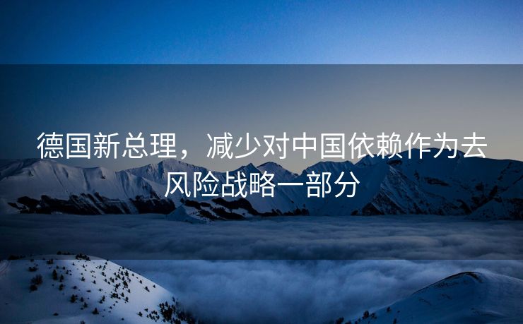 德国新总理，减少对中国依赖作为去风险战略一部分