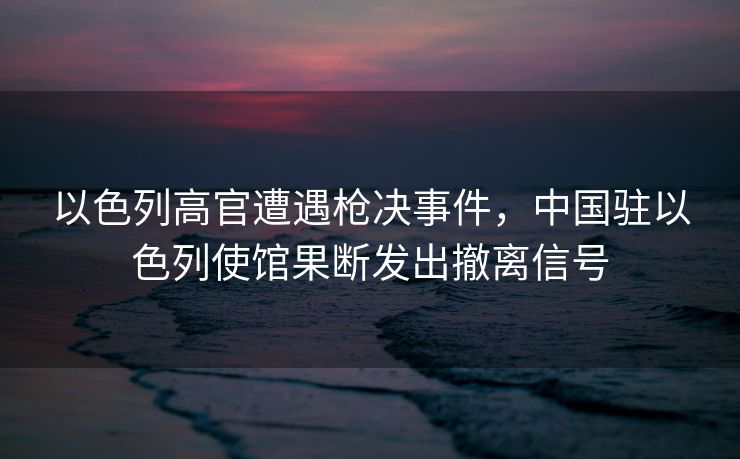 以色列高官遭遇枪决事件，中国驻以色列使馆果断发出撤离信号