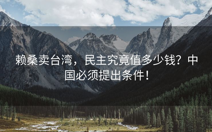 赖桑卖台湾，民主究竟值多少钱？中国必须提出条件！