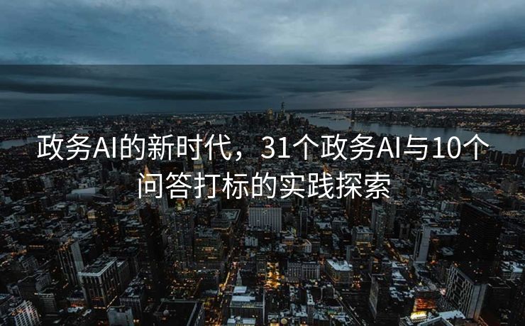 政务AI的新时代，31个政务AI与10个问答打标的实践探索