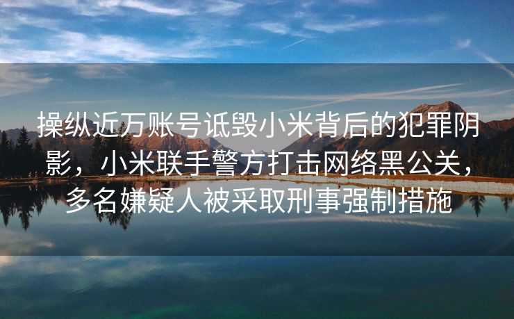 操纵近万账号诋毁小米背后的犯罪阴影，小米联手警方打击网络黑公关，多名嫌疑人被采取刑事强制措施