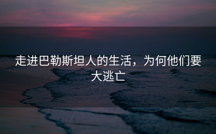 走进巴勒斯坦人的生活，为何他们要大逃亡