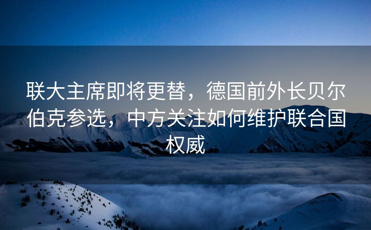 联大主席即将更替，德国前外长贝尔伯克参选，中方关注如何维护联合国权威