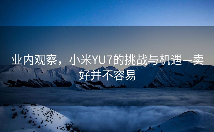 业内观察，小米YU7的挑战与机遇—卖好并不容易