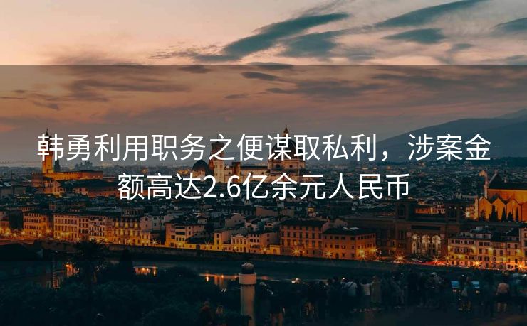 韩勇利用职务之便谋取私利，涉案金额高达2.6亿余元人民币