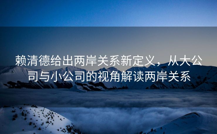 赖清德给出两岸关系新定义，从大公司与小公司的视角解读两岸关系