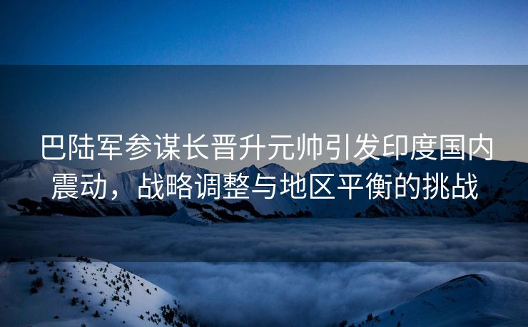 巴陆军参谋长晋升元帅引发印度国内震动，战略调整与地区平衡的挑战