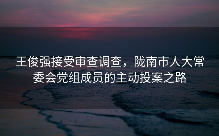 王俊强接受审查调查，陇南市人大常委会党组成员的主动投案之路