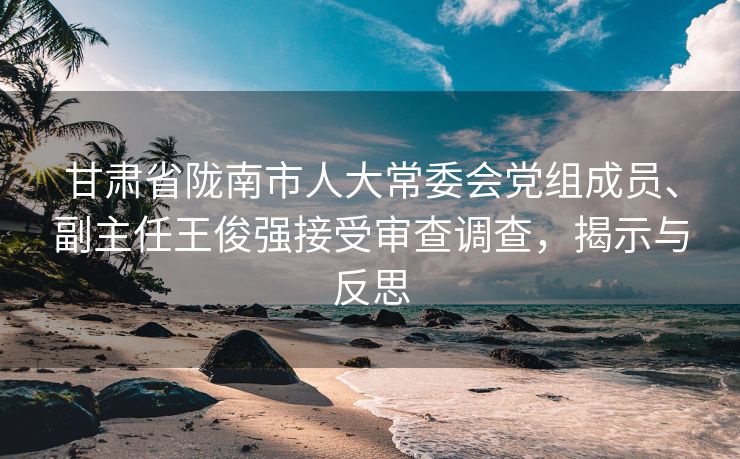甘肃省陇南市人大常委会党组成员、副主任王俊强接受审查调查，揭示与反思