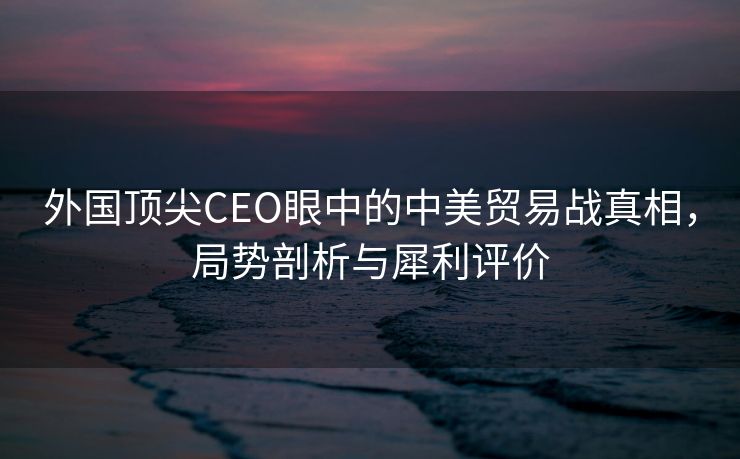 外国顶尖CEO眼中的中美贸易战真相，局势剖析与犀利评价