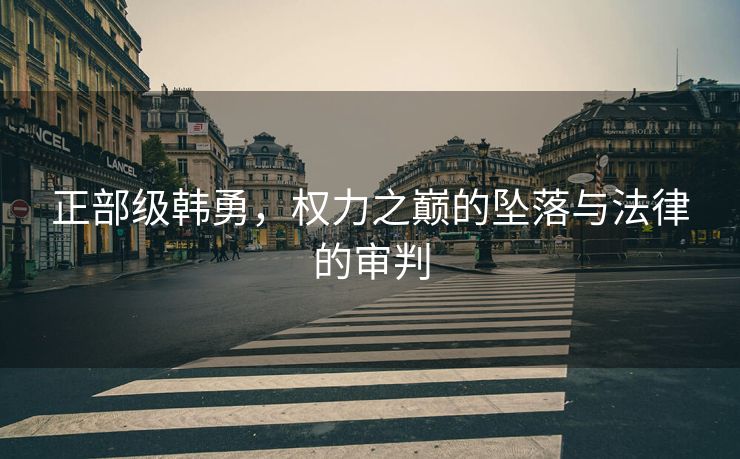 正部级韩勇，权力之巅的坠落与法律的审判