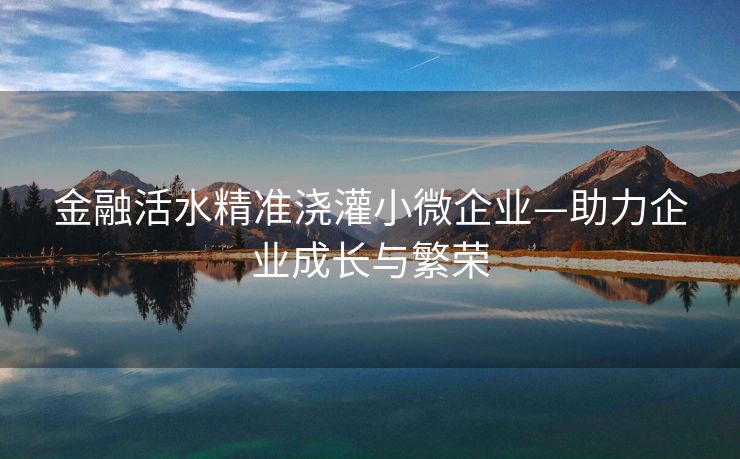 金融活水精准浇灌小微企业—助力企业成长与繁荣