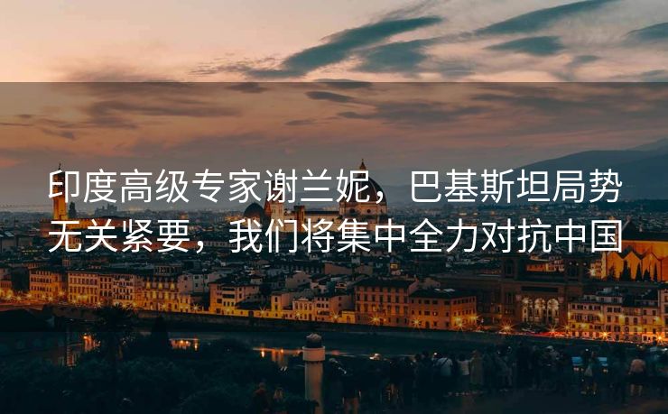 印度高级专家谢兰妮，巴基斯坦局势无关紧要，我们将集中全力对抗中国