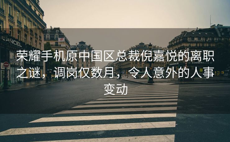 荣耀手机原中国区总裁倪嘉悦的离职之谜，调岗仅数月，令人意外的人事变动