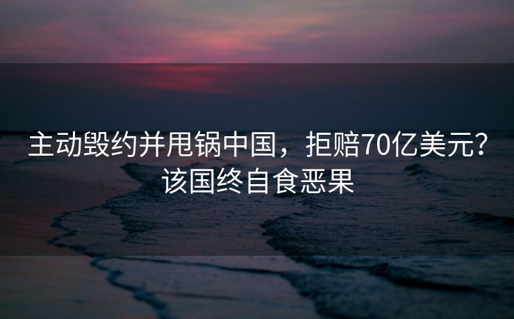 主动毁约并甩锅中国，拒赔70亿美元？该国终自食恶果