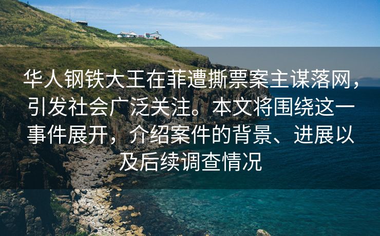 华人钢铁大王在菲遭撕票案主谋落网，引发社会广泛关注。本文将围绕这一事件展开，介绍案件的背景、进展以及后续调查情况