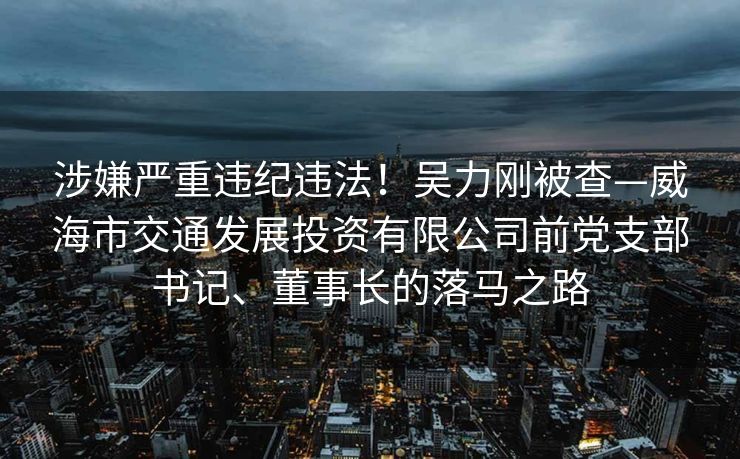涉嫌严重违纪违法！吴力刚被查—威海市交通发展投资有限公司前党支部书记、董事长的落马之路