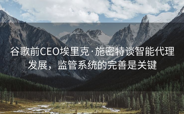 谷歌前CEO埃里克·施密特谈智能代理发展，监管系统的完善是关键